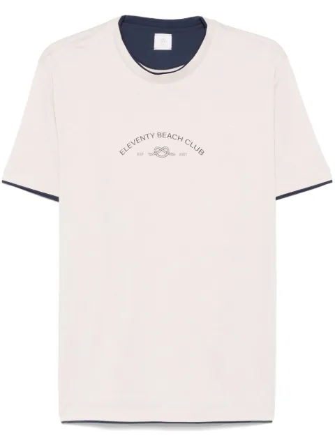 Eleventy logo-print T-shirt Neutrals K75TSHK17TES0K283