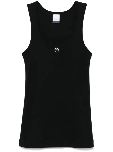 PINKO ribbed vest top with birds logo Black 100807A2C1
