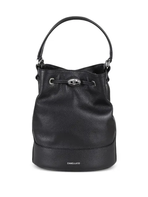 Zanellato small Monda grained leather bucket bag Black 0689800040000S
