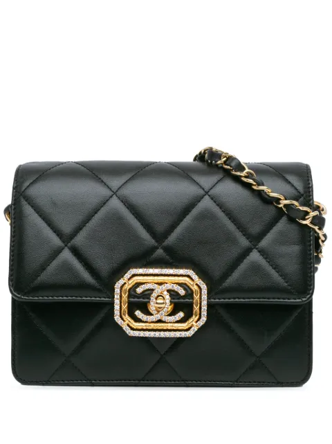 CHANEL Pre-Owned 2021-2024 Quilted Lambskin Octagonal Buckle crossbody bag Black 8E9ISXCNR6P0LK30