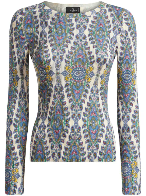 ETRO paisley-print fine-knit sweater White WRKE0234AV542