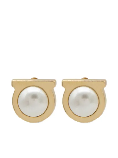 Ferragamo Gancini pearls earrings Gold 696454