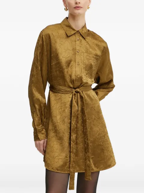 PINKO point-collar long-sleeve mini shirt dress Green 104424A285