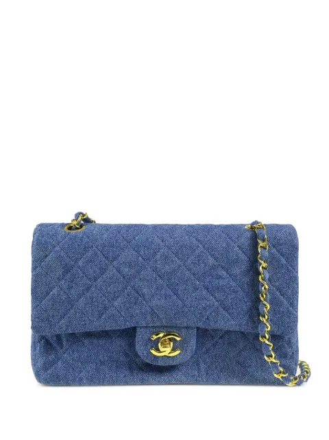 CHANEL Pre-Owned 1990 medium Double Flap shoulder bag Blue 1874078