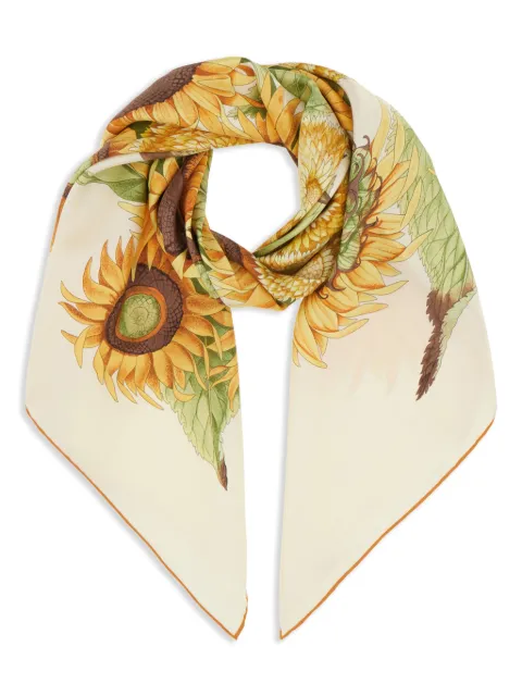 Ferragamo sunflower-print silk scarf Neutrals 780053