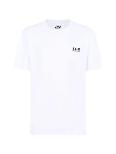 Golden Goose white t-shirt with contrasting black logo and star White GMP01220P000879
