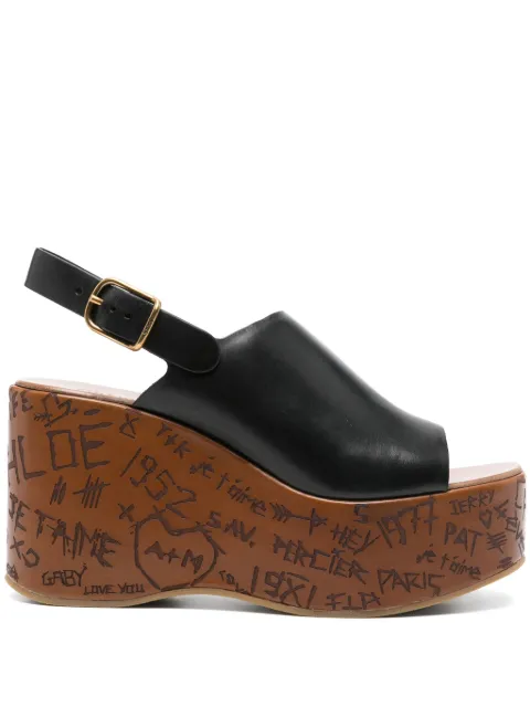 Chloé 80mm Maxime wedge sandals Black CHC25U10GLU