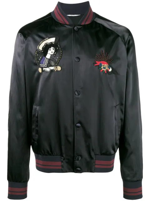Valentino Garavani motifs-embroidered bomber jacket Black VCI1A15FV