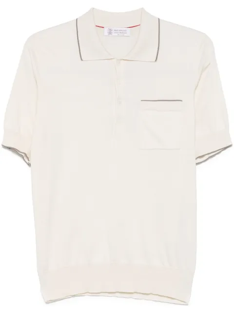 Brunello Cucinelli contrast-trim polo shirt Neutrals M29805215CXV04