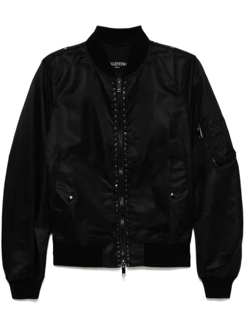 Valentino Garavani rockstud detailing bomber jacket Black VCI1501KP