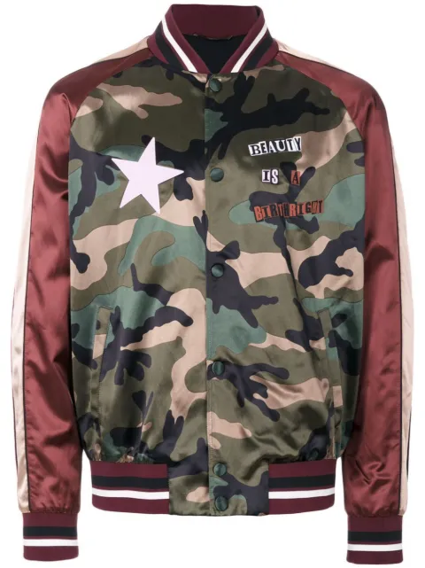 Valentino Garavani x Jamie Reid satin bomber jacket Green VCI1B05MC
