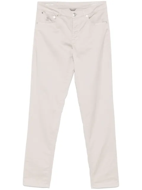 Brunello Cucinelli logo-embroidered trousers Neutrals M289LI1780C6008
