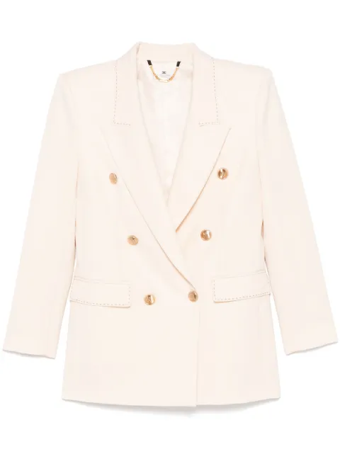 Elisabetta Franchi contrasting-stitching virgin-wool blazer Neutrals GI12851E2