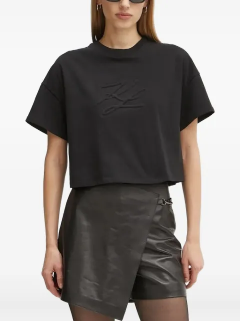 Karl Lagerfeld logo-embossed boxy T-shirt Black A1W17071999