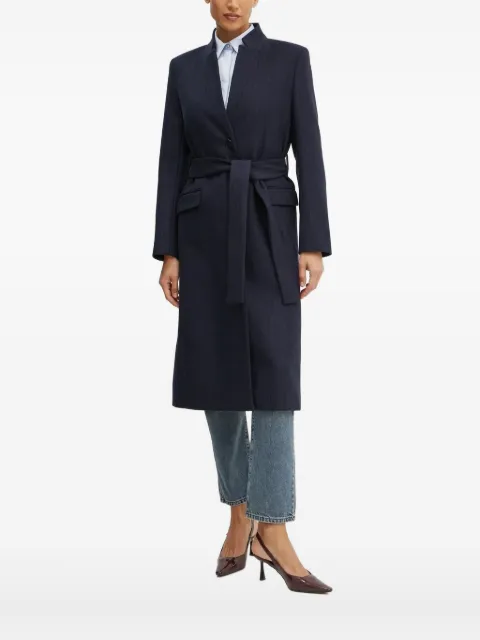 Karl Lagerfeld pinstripe belted coat Blue A1W15020