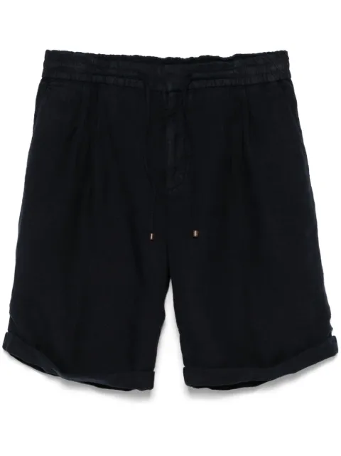 Brunello Cucinelli garment-dyed bermuda shorts in linen gabardine with drawstring and pleat Blue M243DU0020C2517