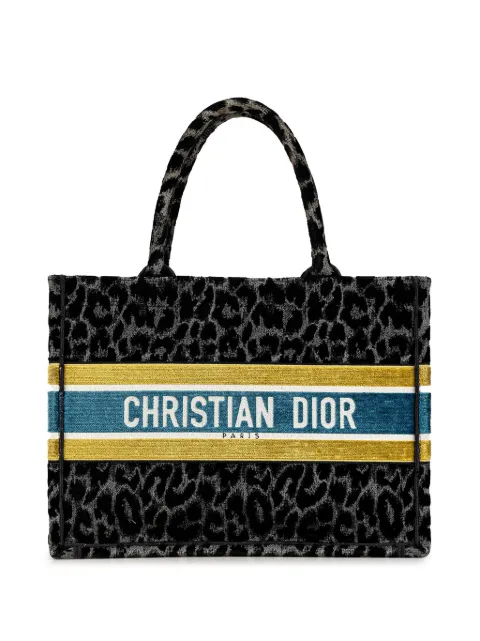 Christian Dior Pre-Owned 2021 Medium Embroidered Canvas Leopard Mizza Book tote bag Black 289HC0DGPSO7RHX4