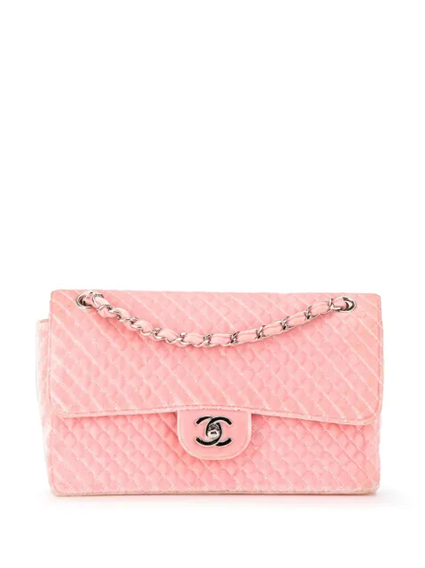 CHANEL Pre-Owned 1996-1997 Medium Micro Quilted Velvet CC Flap shoulder bag Pink 39848N2N8BMTFW7A