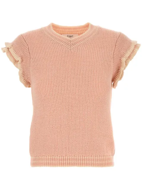 Chloé short-sleeve knitted T-shirt Pink CH25SMP03630
