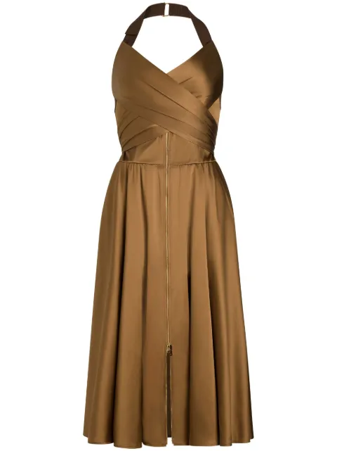 Patou halterneck satin midi dress Brown DR1610208810B