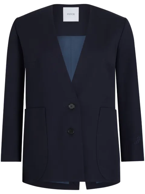 Patou collarless twill jacket Blue JA0510103699N