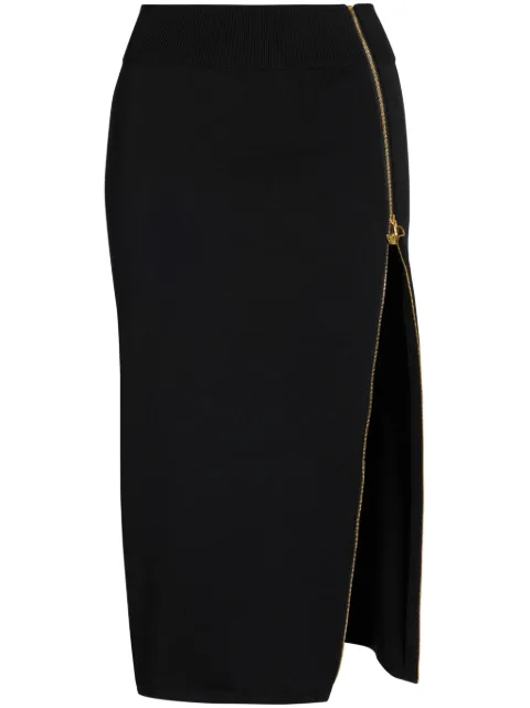 Patou decorative-zip midi skirt Black KN2458071999B