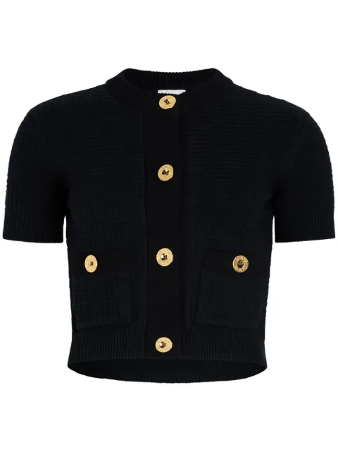 Patou cropped waffle-knit cardigan Blue KN2418087699N