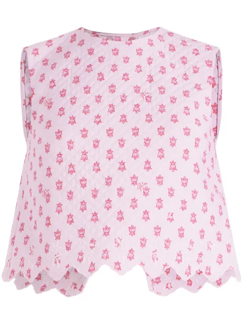 Patou floral-print quilted crop top Pink TO16002095073