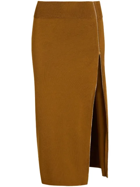 Patou zip-decorative midi skirt Brown KN2458071811C