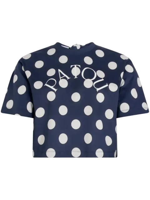 Patou logo-print split-back T-shirt Blue JE13799995064