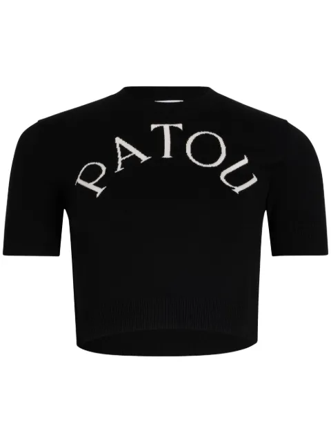 Patou logo-jacquard cropped top Black KN2228045999B