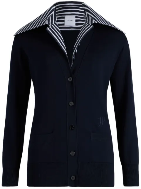 Patou Trompe l'Oeil cotton cardigan Blue KN2248084699N