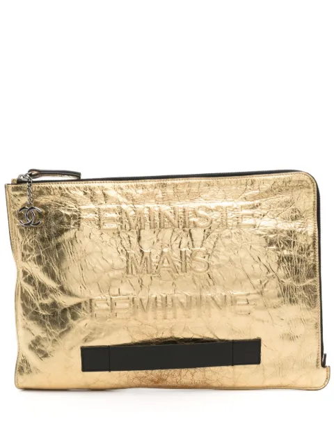 CHANEL Pre-Owned 2014-2015s leather clutch bag Gold CH2500EO