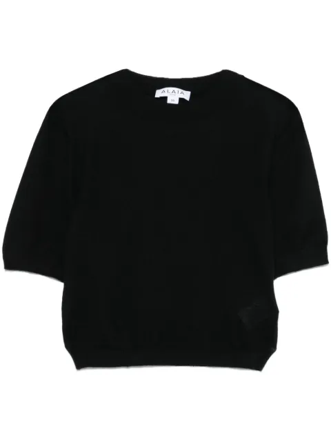 Alaïa cropped T-shirt Black AA9H1143K026A