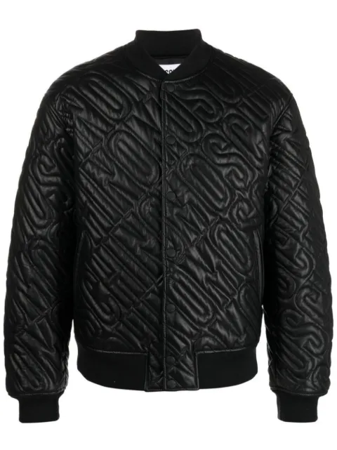 Moschino logo-embossed bomber jacket Black A47177271