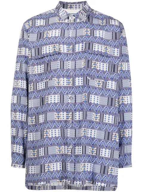 White Mountaineering patterned shirt Blue SS23WM2281109