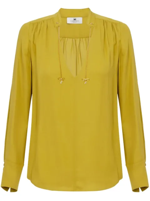 Elisabetta Franchi logo-charm georgette blouse Yellow CA08051E2