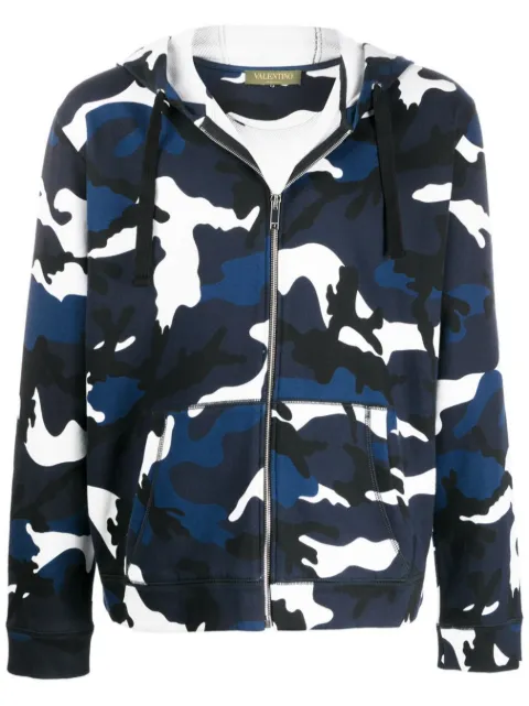 Valentino Garavani camouflage-print hoodie Blue VMF07N4LA