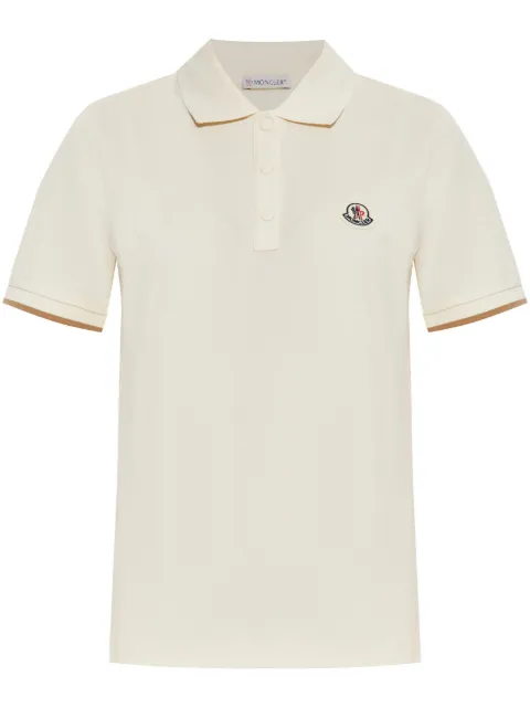 Moncler logo-patch piqué polo shirt Neutrals L20938A0000784720