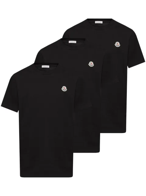Moncler logo-patch cotton T-shirt (set of three) Black L20918C00042829H8