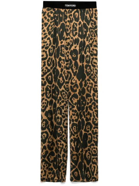 TOM FORD Silk Leopard Pants Brown PAW397FAP225