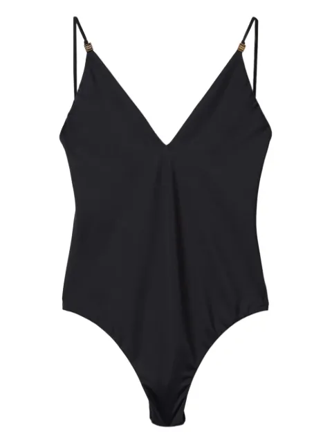 Miu Miu logo-plaque swimsuit Black MCO232SOOO131E