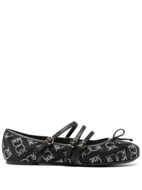 PINKO Joy 10 crystal-embellished ballet flats Black SD0299E025