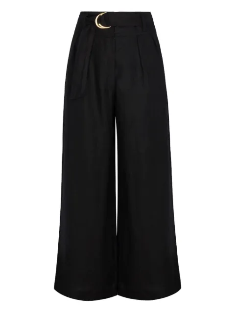 HEVRON Alina pleated buckle palazzo pants Black HPT013BLACK