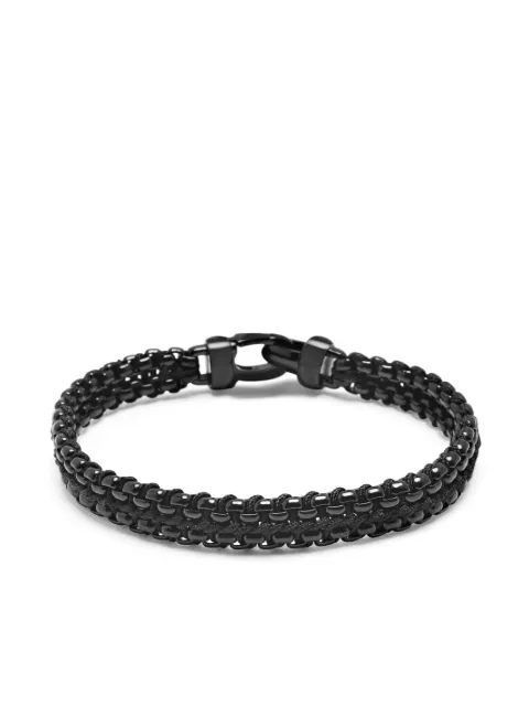 Nialaya Jewelry Woven 8mm Box Chain bracelet Black MSP072