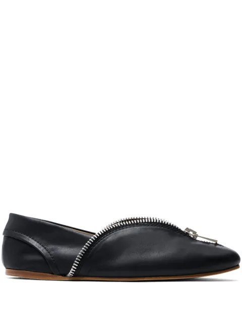 JW Anderson zip-detail leather ballerina flats Black BL0032LA0268