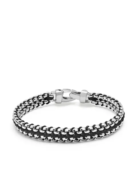 Nialaya Jewelry Woven 8mm Box Chain bracelet Silver MSP071