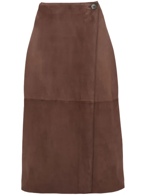 Yves Salomon suede midi skirt Brown 25EYJ20273AVXX