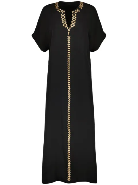 Yves Salomon embroidered silk dress Black 25EYR05132CRSO