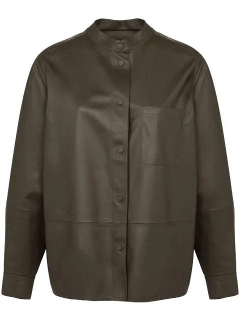 Yves Salomon leather overshirt Green 25EYH91266APAR